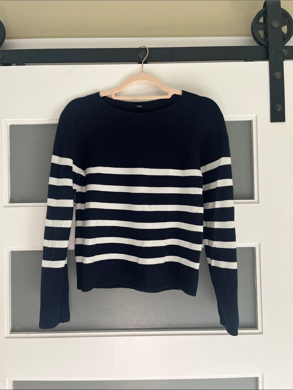 100% cotton Classic Navy & White Stripe Crewneck Sweater - Women XS